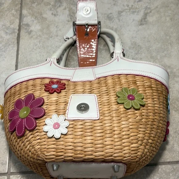 Vintage Coach Straw Bag with Daisies A04K-4443 Limited Edition/Rare - Picture 11 of 16